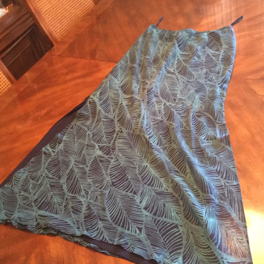 Flowy Long silk skirt teals
